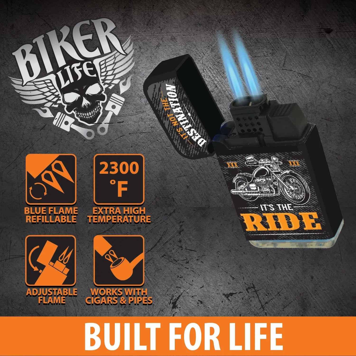Biker Dual Torch Lighter - 15 Pieces Per Retail Ready Display 22480 SMOKEZILLA