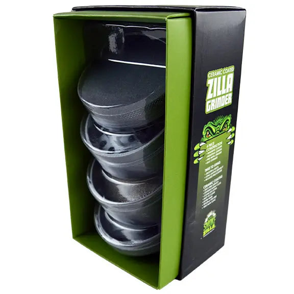 Ceramic Coated 4 Piece Grinder with Magnetic Closure - 4 Pieces Per Retail Ready Display 22486 SMOKEZILLA