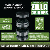 Ceramic Coated 4 Piece Grinder with Magnetic Closure - 4 Pieces Per Retail Ready Display 22486 SMOKEZILLA
