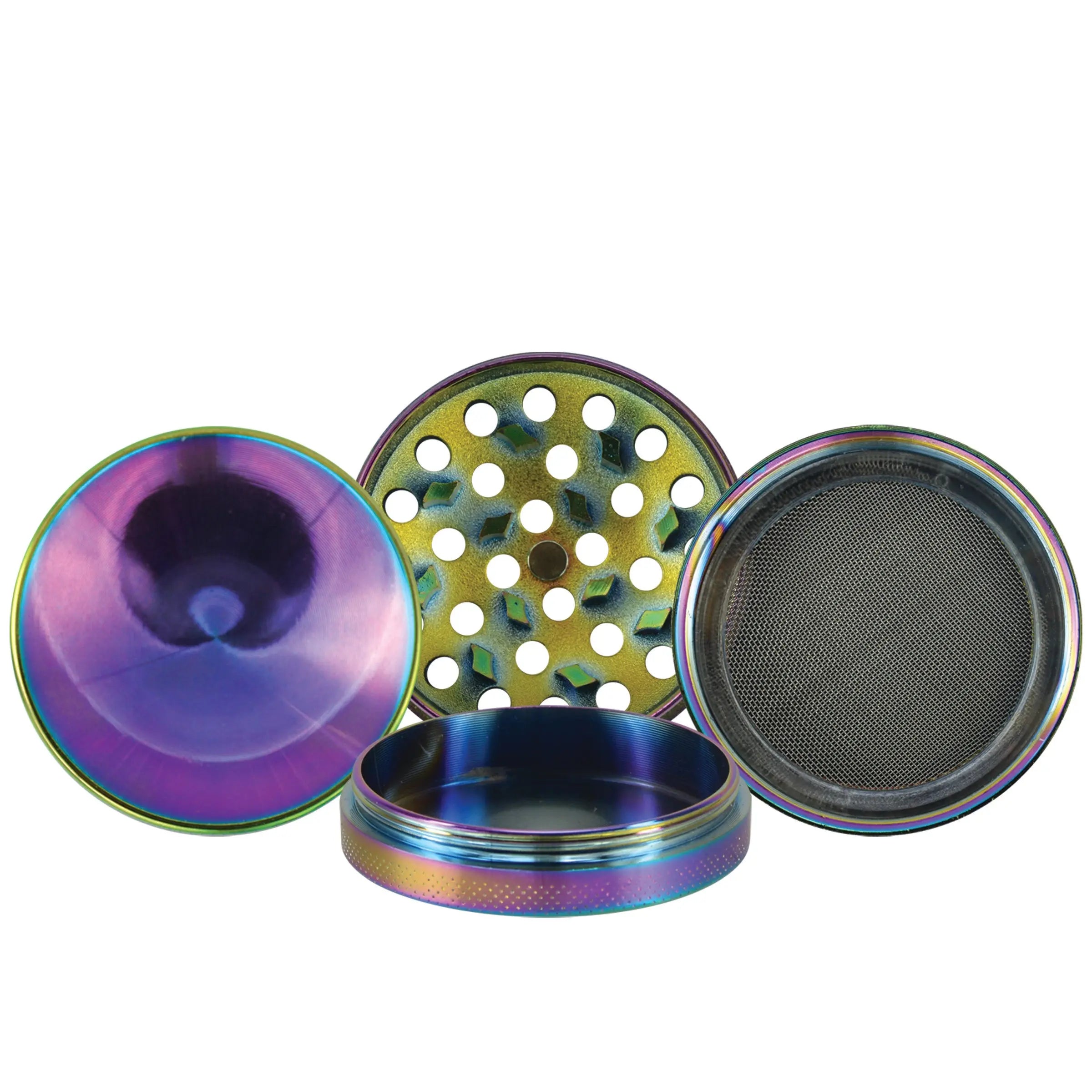 Metal 4 Piece Rainbow Grinder with Magnetic Closure - 6 Pieces Per Retail Ready Display 22522 SMOKEZILLA
