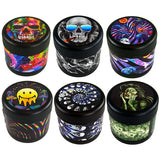 Plastic 4 Piece Grinder with Magnetic Closure - 6 Pieces Per Retail Ready Display 22523 SMOKEZILLA