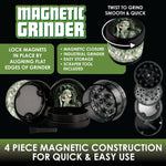 Plastic 4 Piece Grinder with Magnetic Closure - 6 Pieces Per Retail Ready Display 22523 SMOKEZILLA