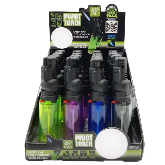 Pivot Head Torch Lighter with Flip Down Lid- 16 Pieces Per Retail Ready Display 22555 SMOKEZILLA