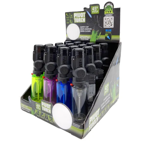 Pivot Head Torch Lighter with Flip Down Lid- 16 Pieces Per Retail Ready Display 22555 SMOKEZILLA