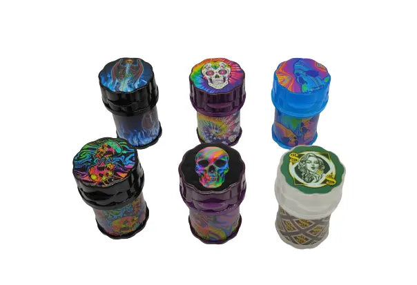 Plastic 4 Piece Grinder with Storage- 6 Pieces Per Retail Ready Display 22576 SMOKEZILLA