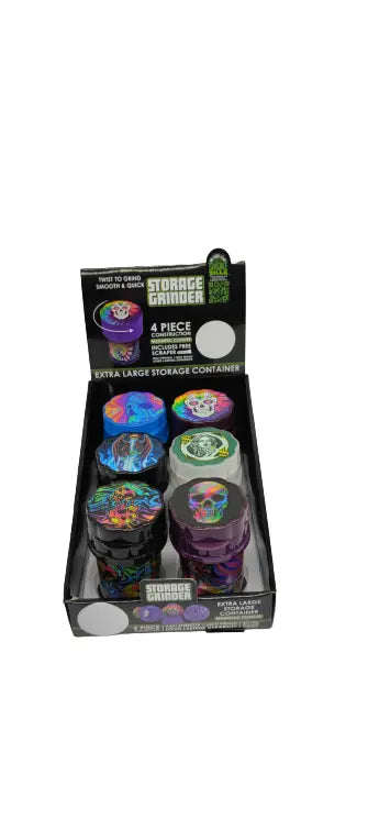 Plastic 4 Piece Grinder with Storage- 6 Pieces Per Retail Ready Display 22576 SMOKEZILLA