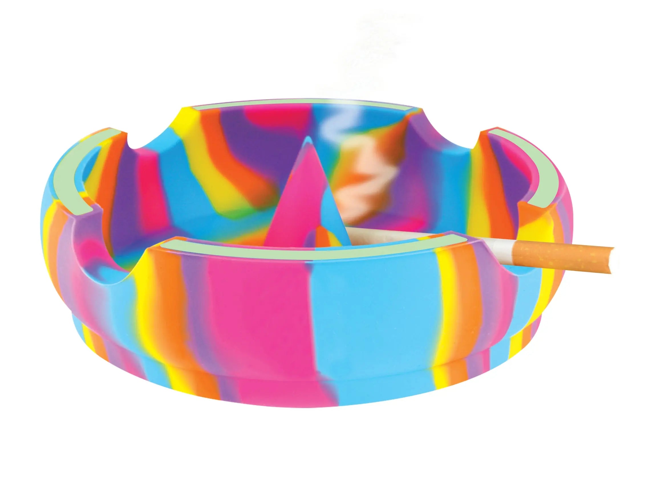 Glow in The Dark Round Silicone Ashtray- Per Retail Ready Display 22581 SMOKEZILLA