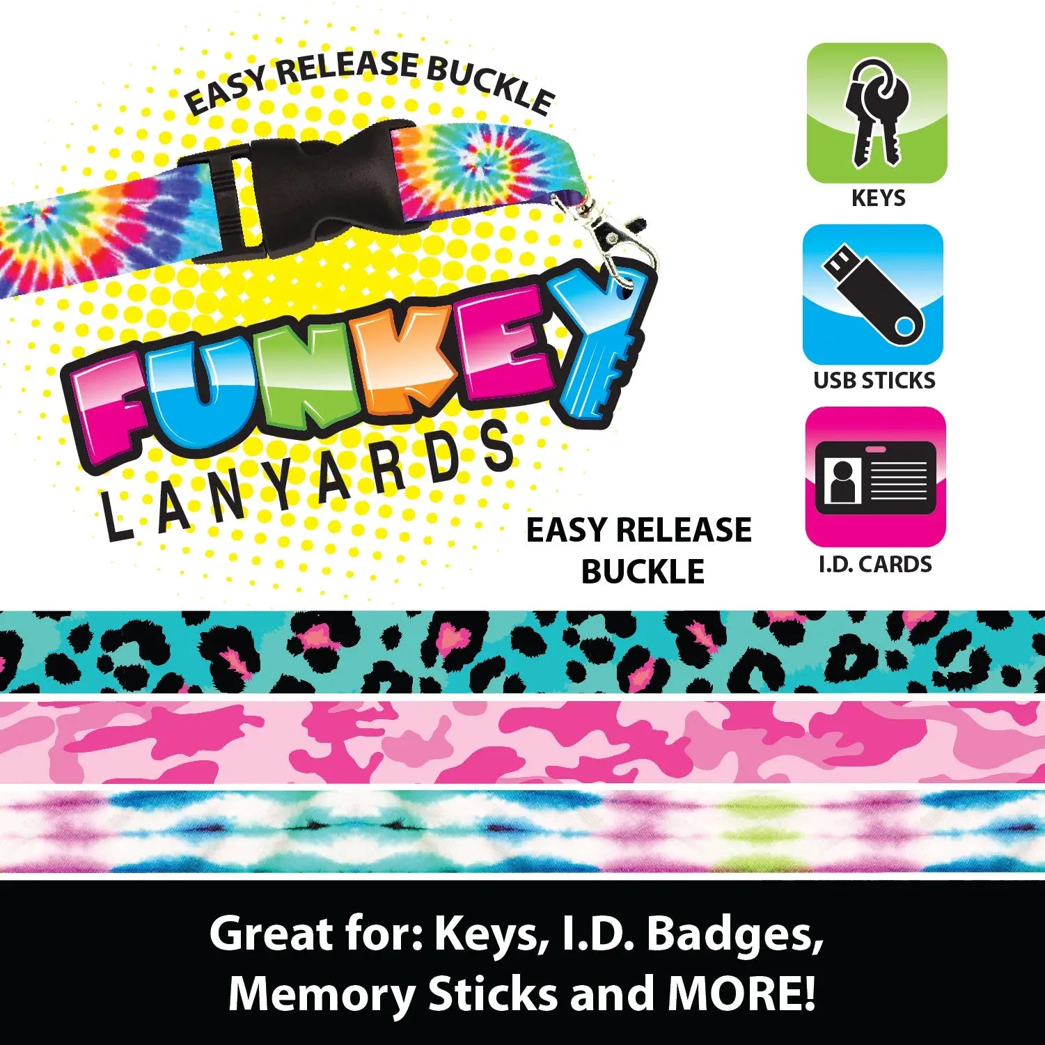 Keychain Lanyard with Detachable Clip - 12 Pieces Per Retail Ready Display 22584 NOVELTY INC