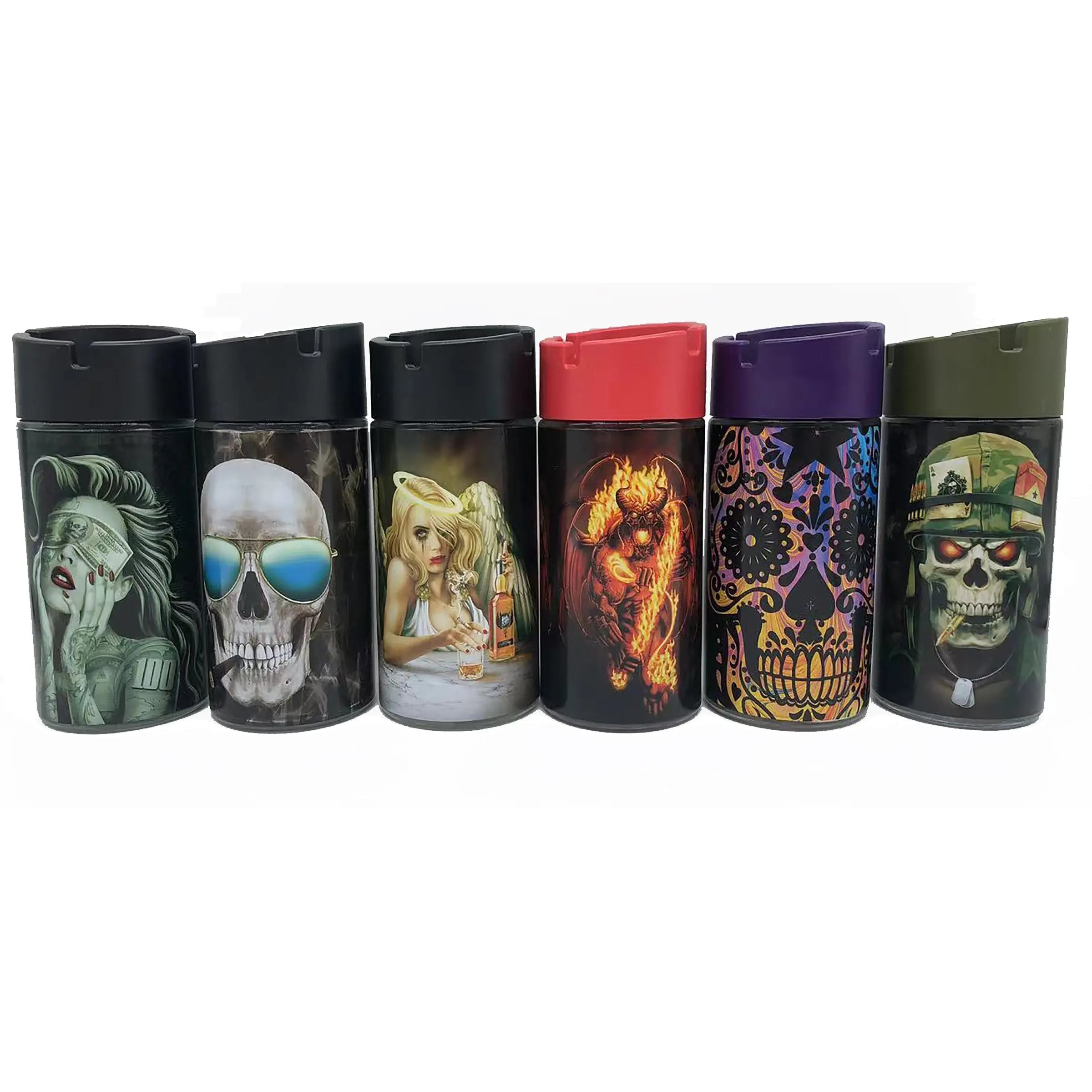 Full Print Glass Butt Bucket Ashtray- 6 Per Retail Ready Wholesale Display 22589 SMOKEZILLA