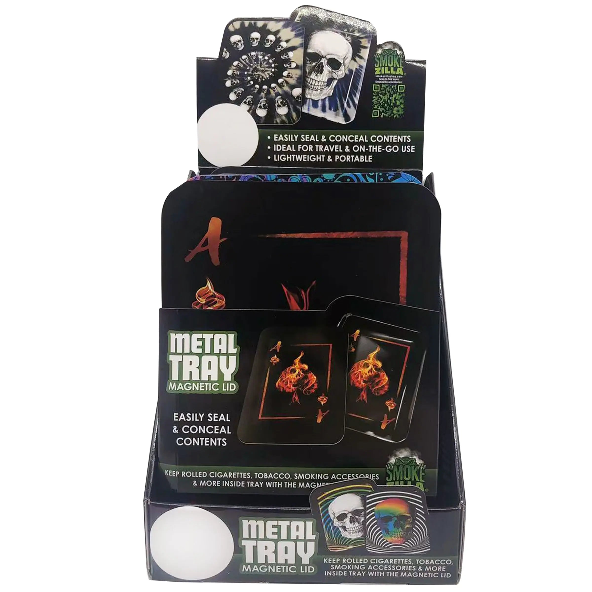 Metal Roll Tray with Magnetic Cover - 6 Pieces Per Retail Ready Display 22606 SMOKEZILLA
