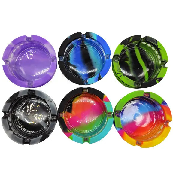 Silicone Wrapped Round Glass Ashtray - 6 Pieces Per Retail Ready Display 22626 SMOKEZILLA