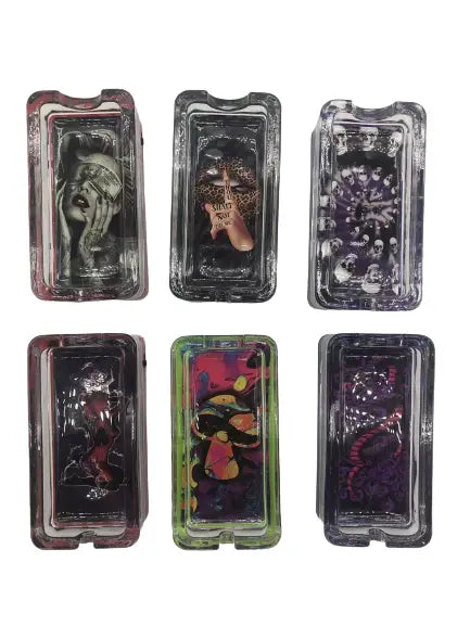 Glass Ashtray with LED Light-Up Design - 6 Per Retail Ready Display 22637 SMOKEZILLA