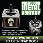 Push Down Metal Ashtray- 6 Per Retail Ready Wholesale Display 22639 SMOKEZILLA