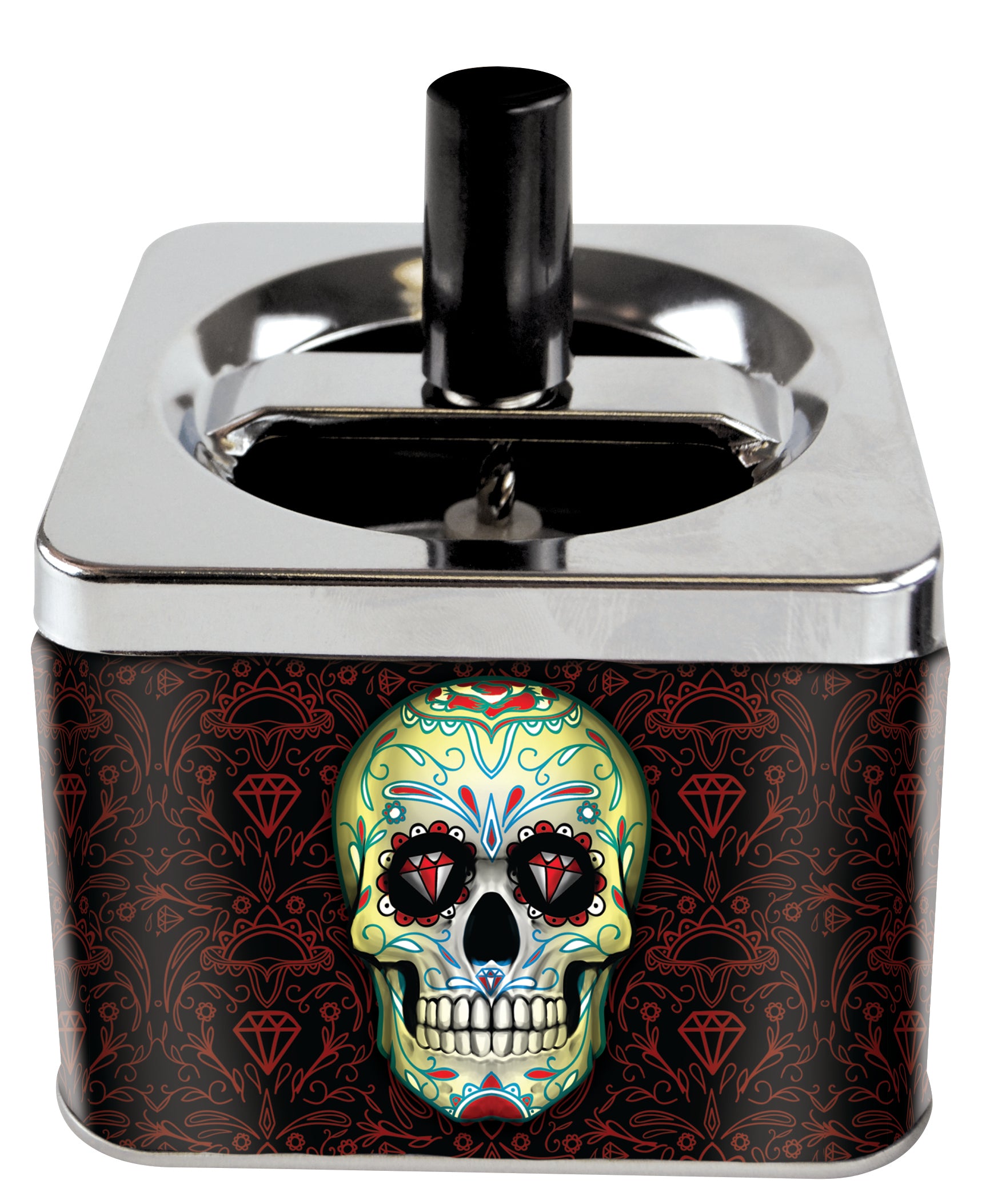 Push Down Metal Ashtray- 6 Per Retail Ready Wholesale Display 22639 SMOKEZILLA