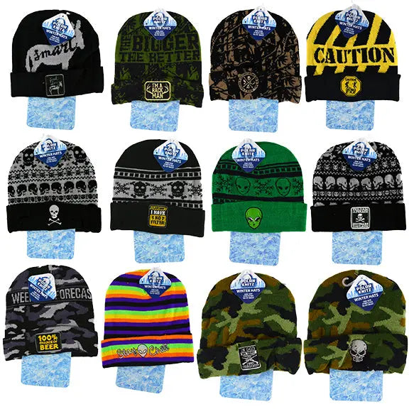 Cuffed Knit Hat Beanie Assortment - 12 Pieces Per Retail Ready Display 22663 POLAR GEAR