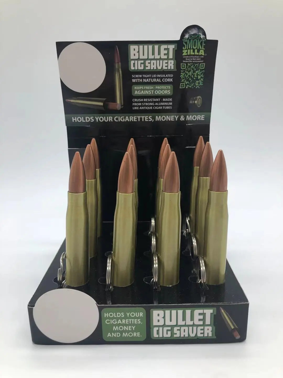 Metal Bullet Cigarette Saver Key Chain - 12 Pieces Per Retail Ready Display 22664 SMOKEZILLA