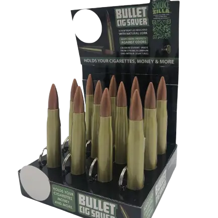 Metal Bullet Cigarette Saver Key Chain - 12 Pieces Per Retail Ready Display 22664 SMOKEZILLA