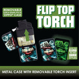 Glow in The Dark Flip Top Torch Lighter - 12 Pieces Per Retail Ready Display 22671 SMOKEZILLA