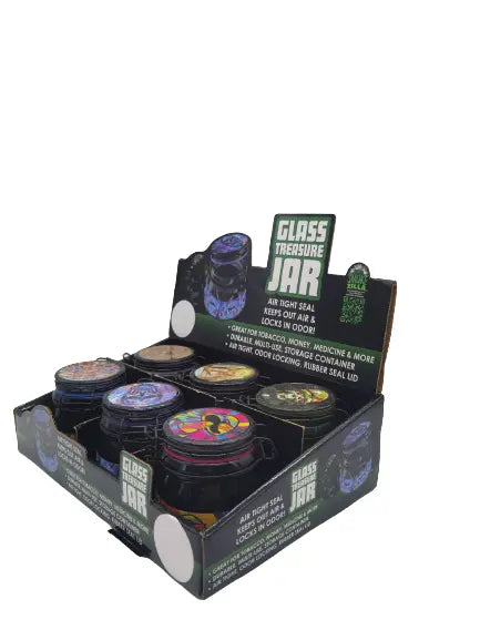Glass Storage Jar with Clasp - 6 Pieces Per Retail Ready Display 22679 SMOKEZILLA