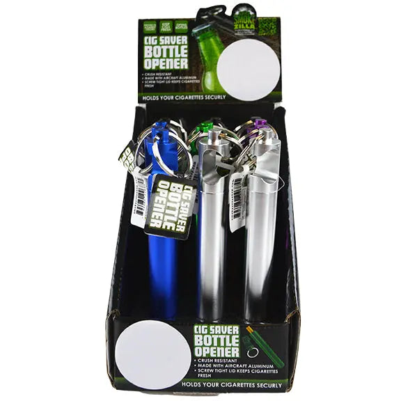 Metal Cigarette Saver Tube Key Chain with Bottle Opener - 12 Pieces Per Retail Ready Display 22685 SMOKEZILLA