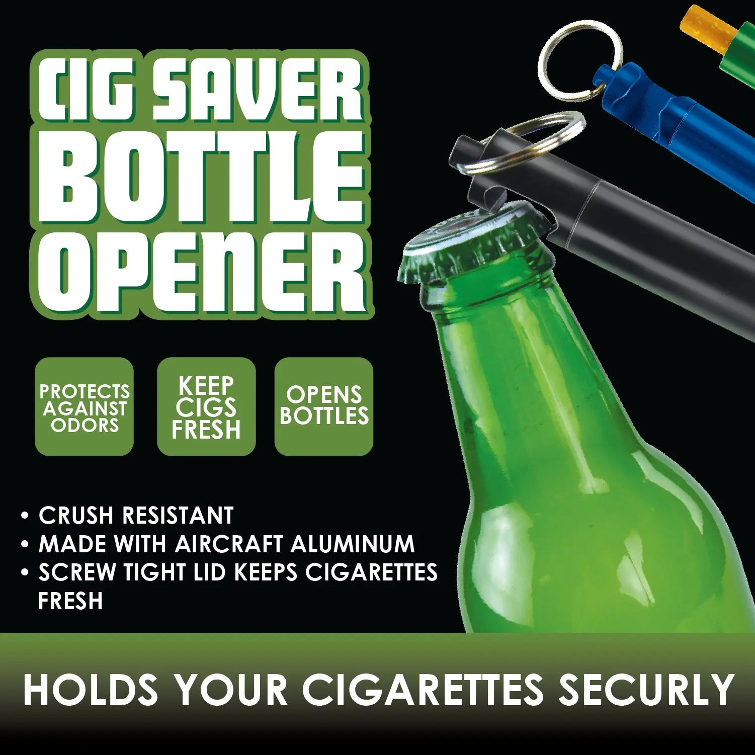 Metal Cigarette Saver Tube Key Chain with Bottle Opener - 12 Pieces Per Retail Ready Display 22685 SMOKEZILLA