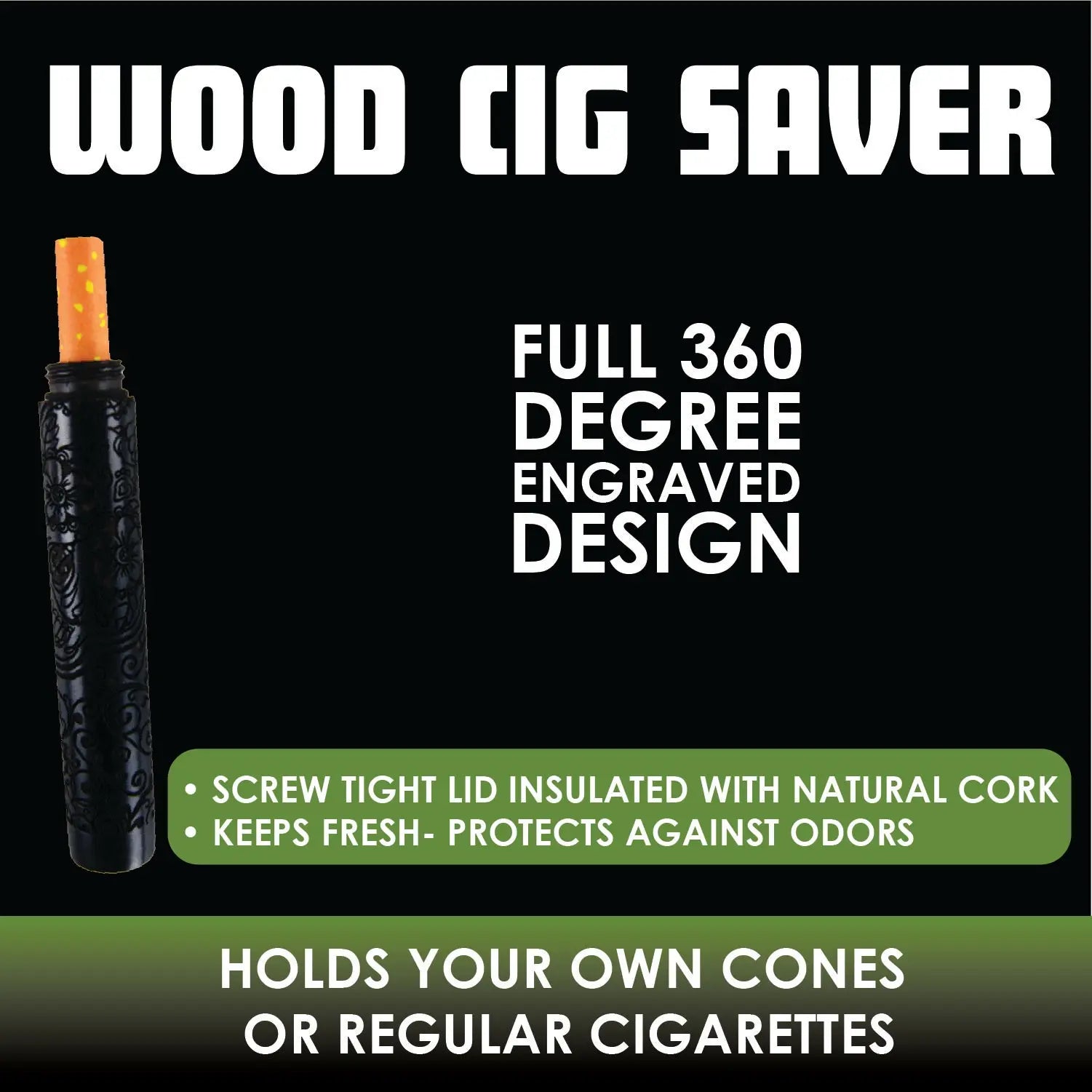 Wood Cigarette Saver Tube - 12 Pieces Per Retail Ready Display 22689 SMOKEZILLA