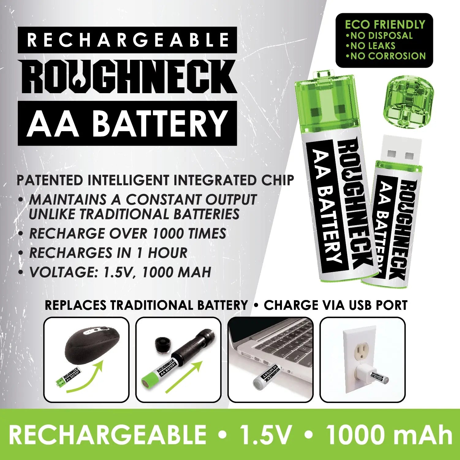 Rechargeable Aa Battery Pack - 12 Pieces Per Retail Ready Display 22701 ROUGHNECK