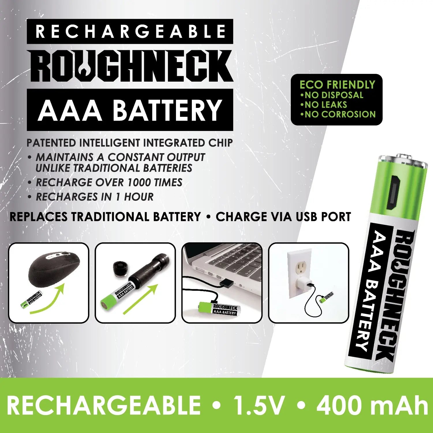 Rechargeable Aaa Battery Pack - 12 Pieces Per Retail Ready Display 22702 ROUGHNECK