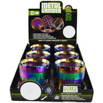 Metal 4 Piece Rainbow Grinder with Drawer - 6 Pieces Per Retail Ready Display 22704 SMOKEZILLA