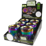 Metal 4 Piece Rainbow Grinder with Drawer - 6 Pieces Per Retail Ready Display 22704 SMOKEZILLA