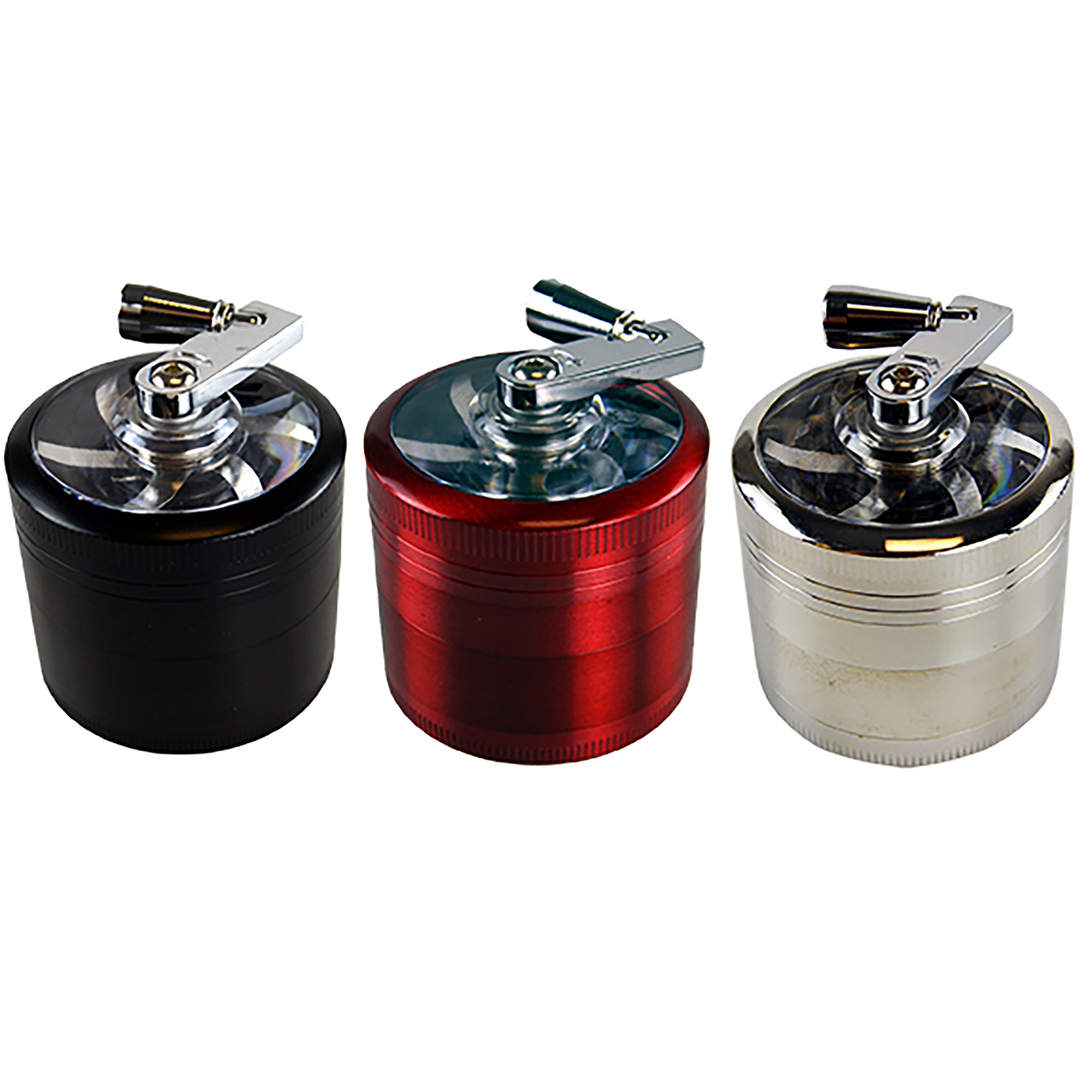 Metal 4 Piece Grinder with Crank 55Mm - 6 Pieces Per Retail Ready Display 22706 SMOKEZILLA