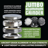 Metal Jumbo 4 Piece Grinder 98Mm - 6 Pieces Per Retail Ready Display 22714 SMOKEZILLA