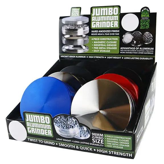 Metal Jumbo 4 Piece Grinder 98Mm - 6 Pieces Per Retail Ready Display 22714 SMOKEZILLA