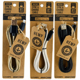 Hemp Charging Cable Assortment - 12 Pieces Per Retail Ready Display 88354 NOVELTY INC
