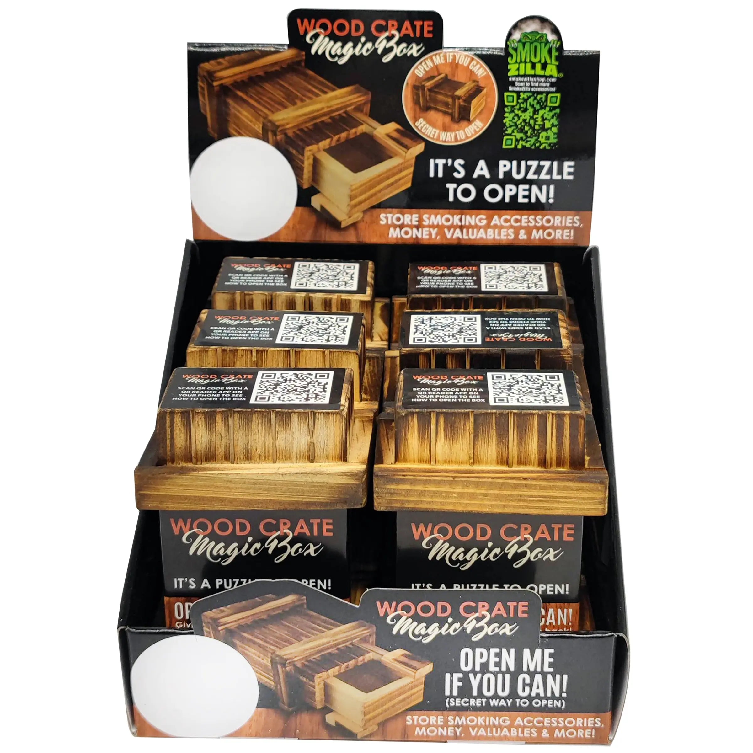 Wood Magic Crate Storage Box - 6 Pieces Per Retail Ready Display 22776 SMOKEZILLA