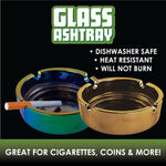 Round Glass Ashtray - 6 Pieces Per Retail Ready Display 22787 SMOKEZILLA