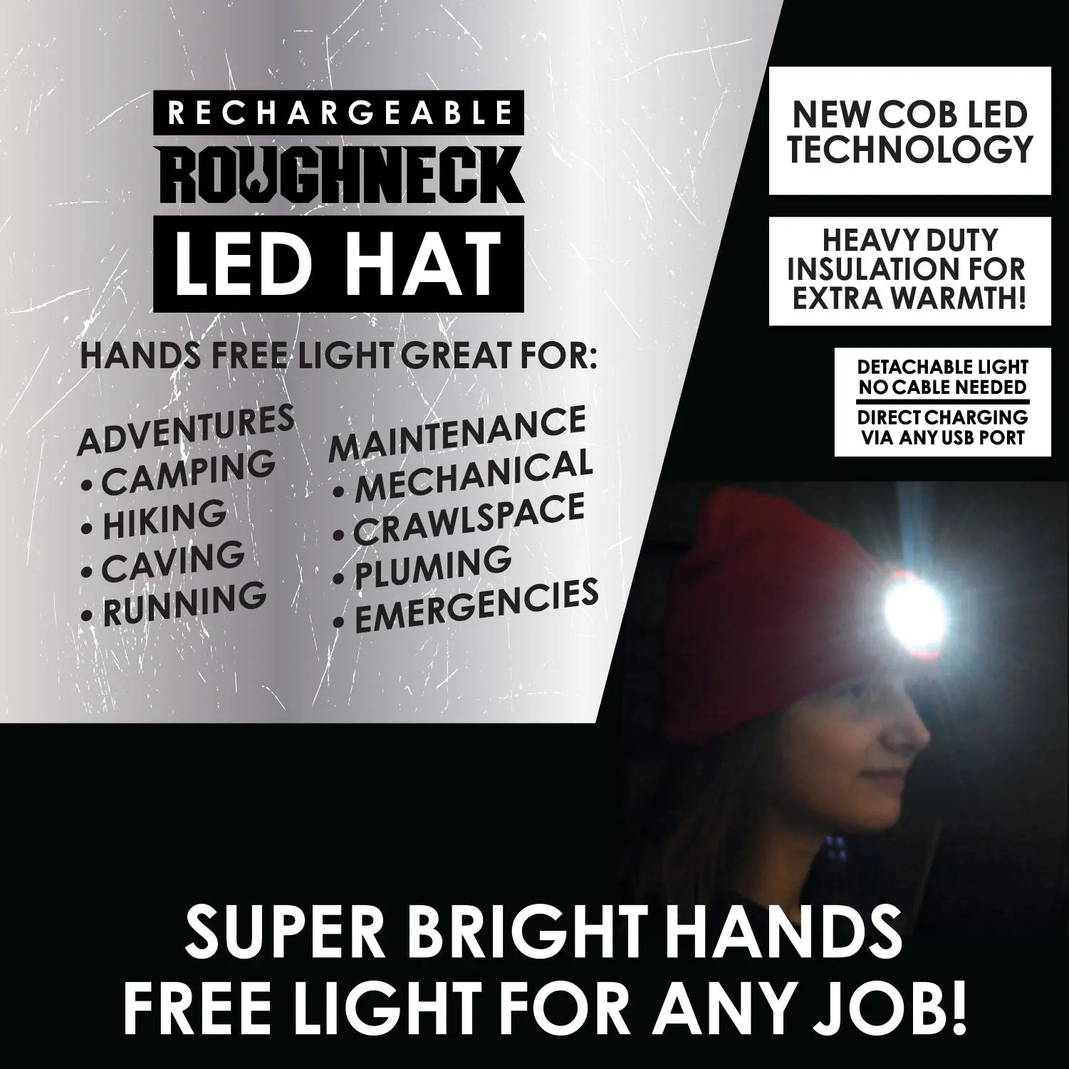 Roughneck LED Light Hat 6 Pieces Per Retail Ready Display 22788 ROUGHNECK