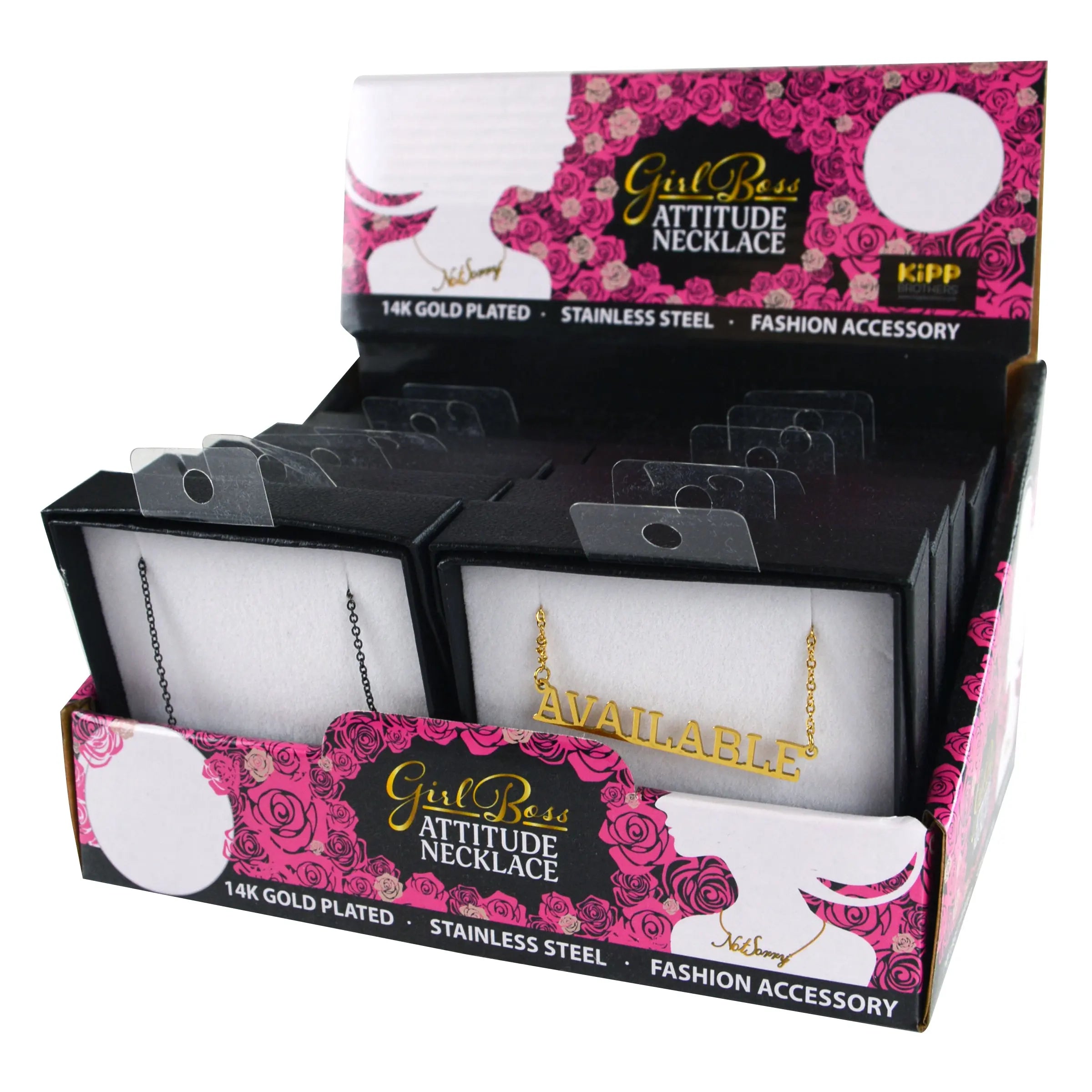 Girl Boss Word Gold Necklace- 12 Pieces Per Display 22812 KIPP BROTHERS