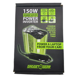DC Car Power Inverter Dual Ports USB / 120V Outlet 150 Watts - 4 Pieces Per Retail Ready Display 22829 GADGET GEAR