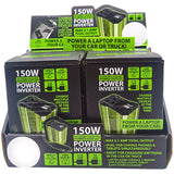 DC Car Power Inverter Dual Ports USB / 120V Outlet 150 Watts - 4 Pieces Per Retail Ready Display 22829 GADGET GEAR