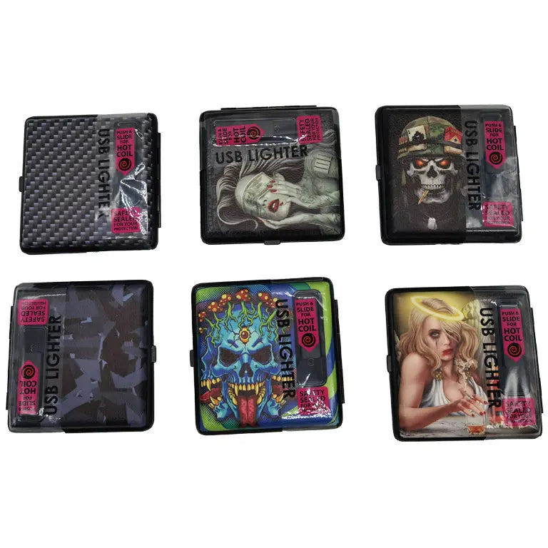 Cigarette Case with USB Coil Lighter - 6 Pieces Per Retail Ready Display 22833 SMOKEZILLA