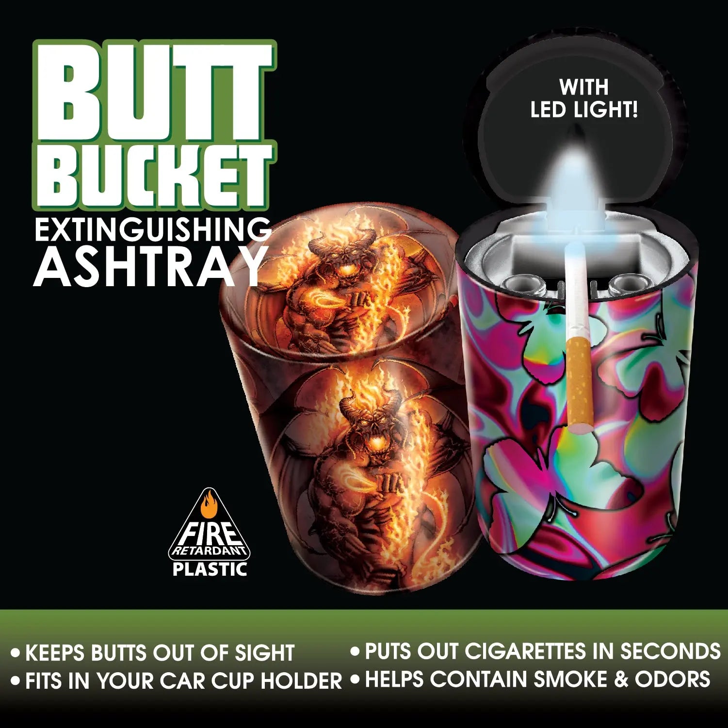 Full Print Butt Bucket Ashtray with LED Light - 6 Pieces Per Retail Ready Display 22843 SMOKEZILLA