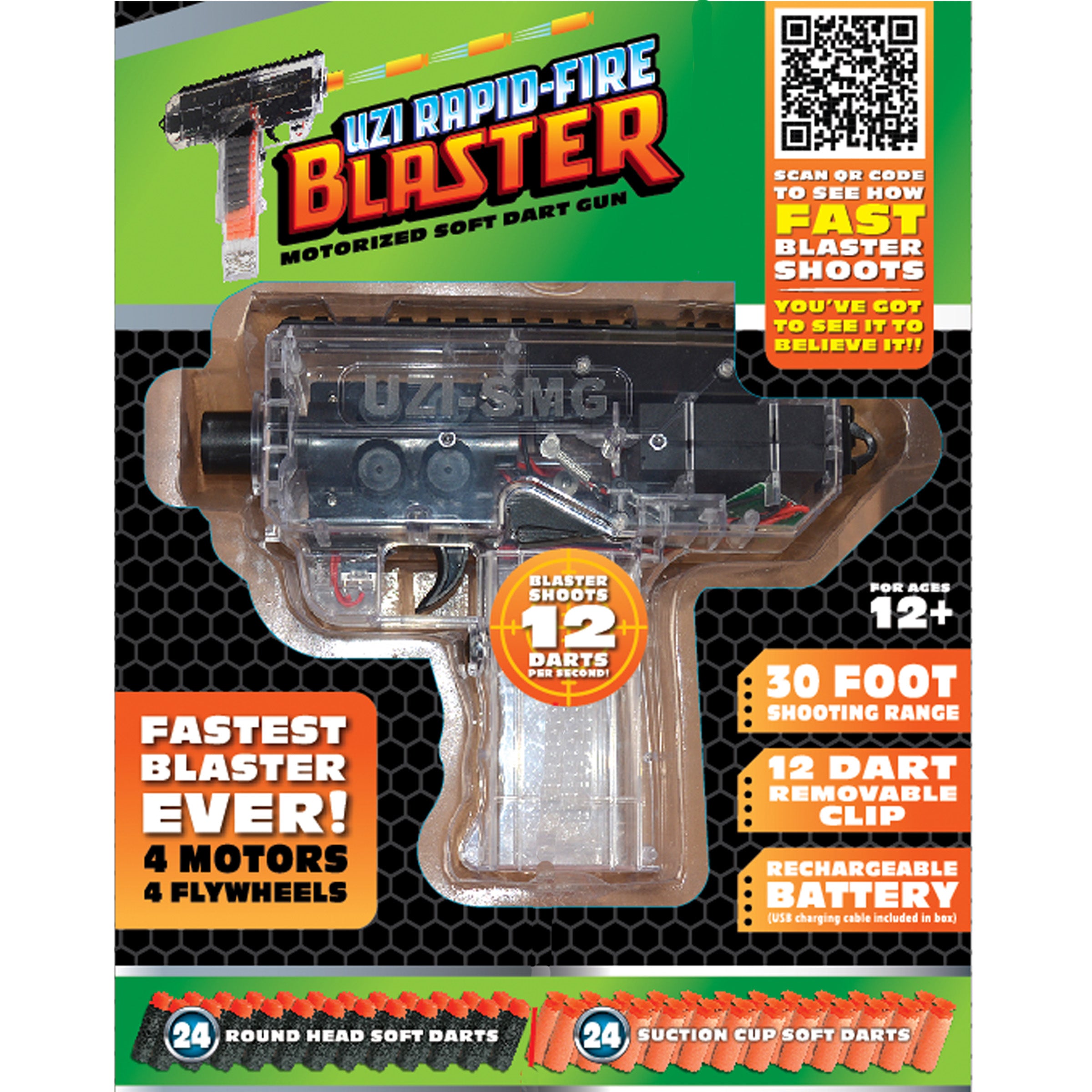 Rapid Fire Soft Dart Gun with Darts - 6 Pieces Per Retail Ready Display 22863 KIPP BROTHERS