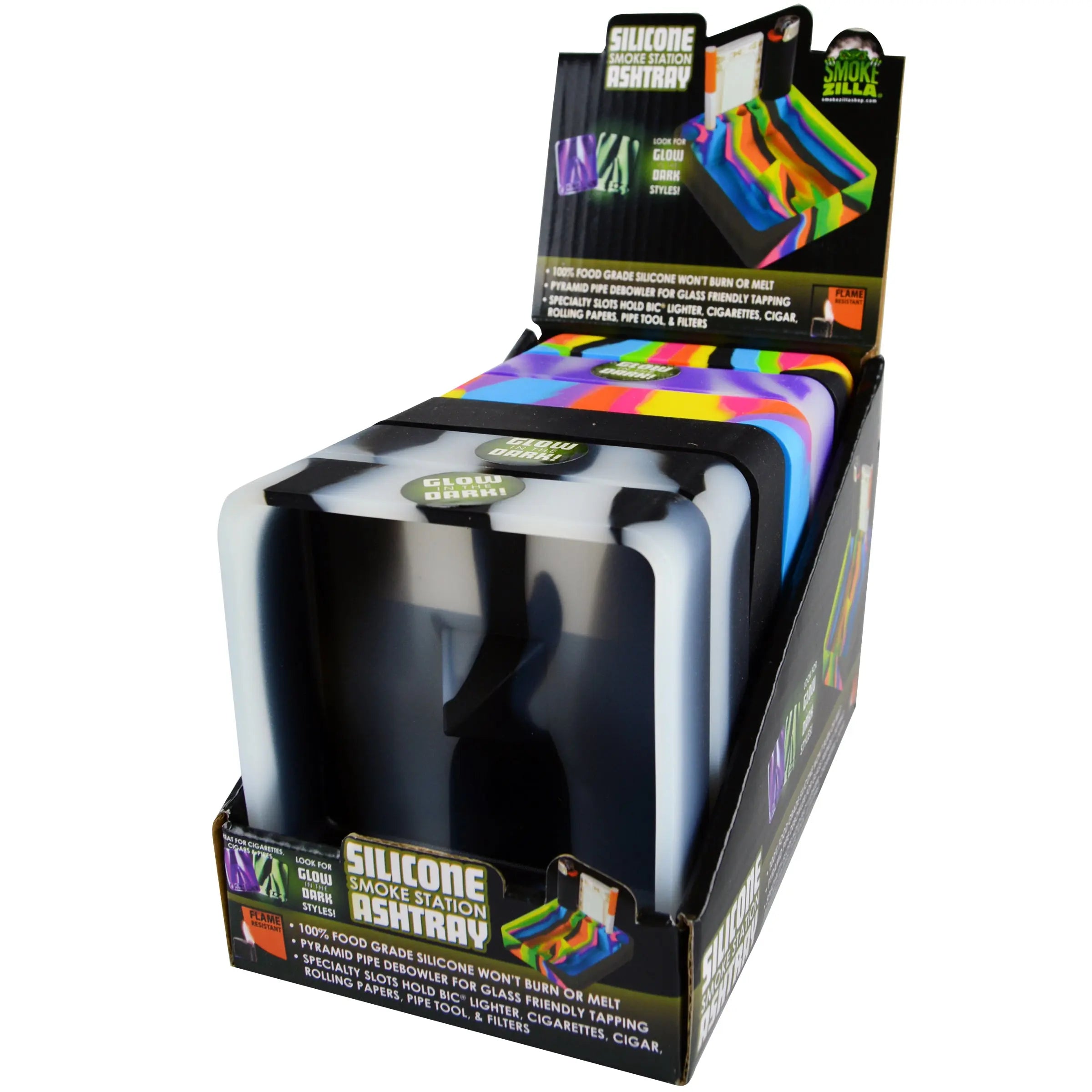 Silicone Ashtray with Assorted Colors - 6 Pieces Per Retail Ready Display 22892 SMOKEZILLA