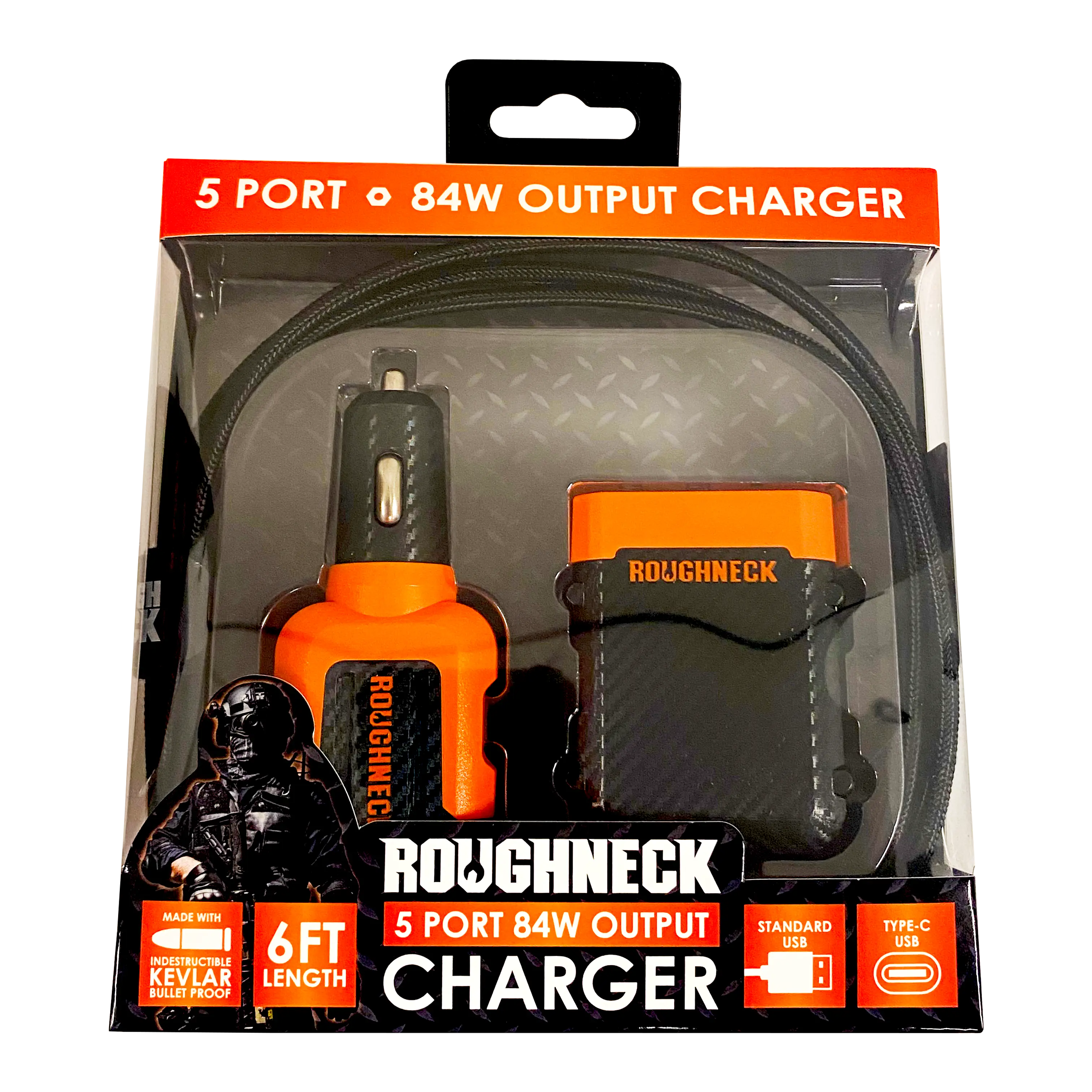 Car Charger Multi-Port Backseat Extender - 4 Pieces Per Retail Ready Display 22914 ROUGHNECK