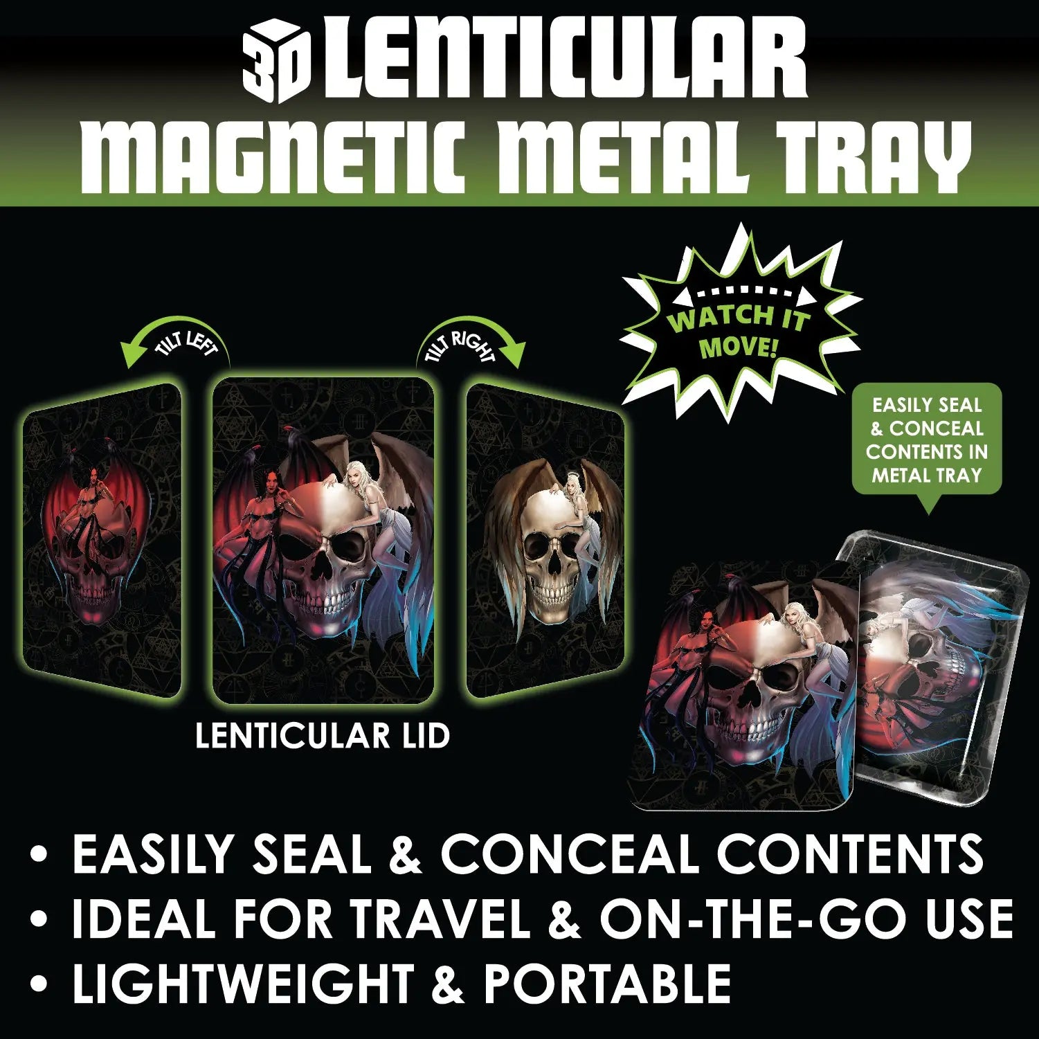 Roll Tray with Lenticular Magnetic Cover - 6 Pieces Per Retail Ready Display 22915 SMOKEZILLA