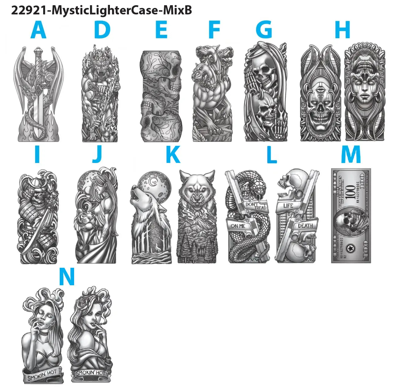 Metal Mystic Lighter Case with Bottle Opener - 12 Pieces Per Retail Ready Display 22921 SMOKEZILLA