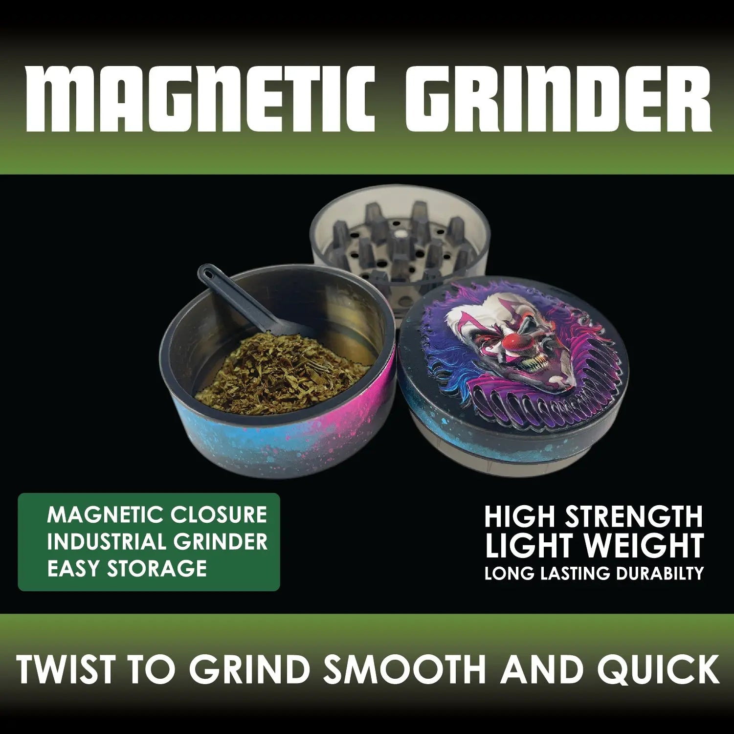 Metal and Plastic Magnetic Grinder - 12 Pieces Per Retail Ready Display 22923 SMOKEZILLA