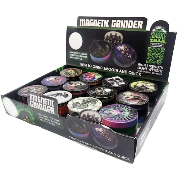 Metal and Plastic Magnetic Grinder - 12 Pieces Per Retail Ready Display 22923 SMOKEZILLA