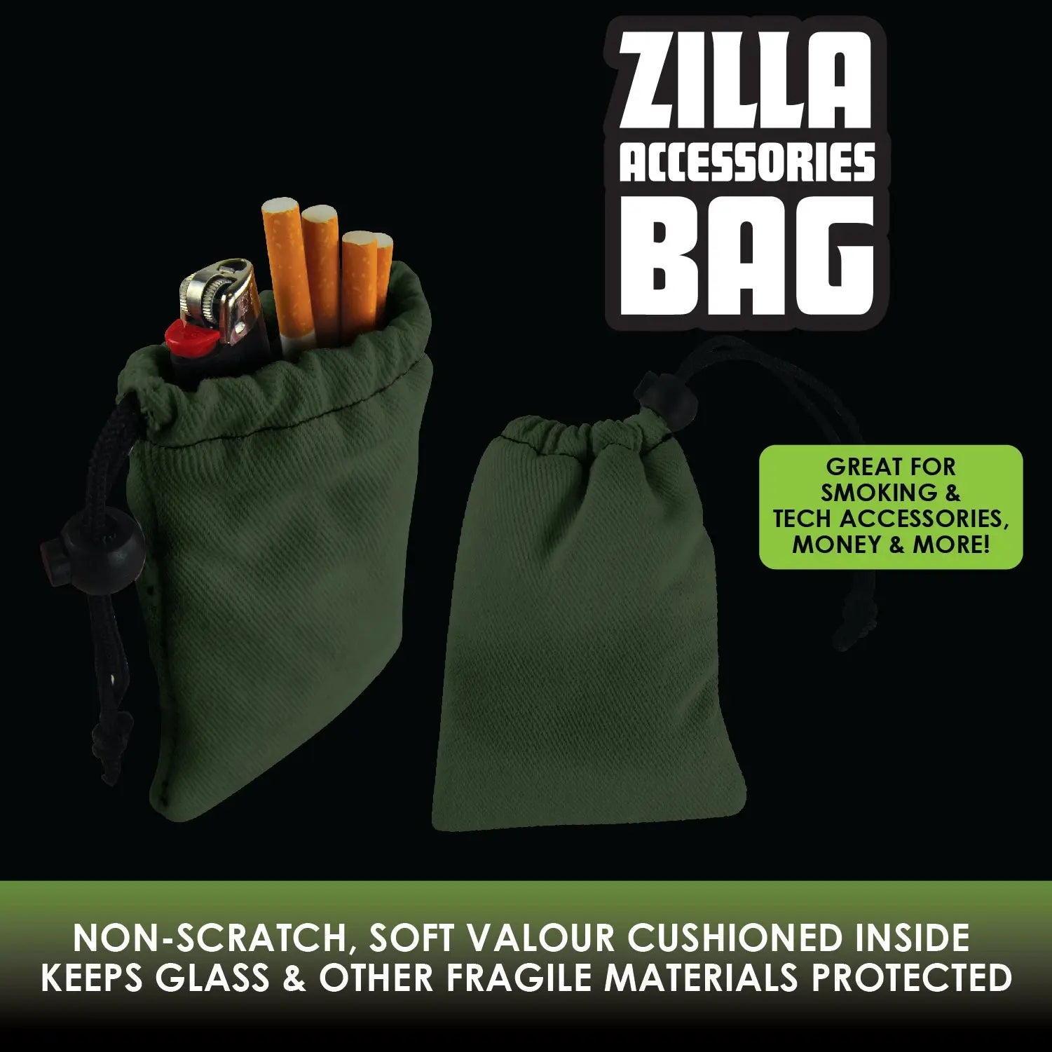 Canvas Smoker Accessories Pouch with Patch - 6 Pieces Per Retail Ready Display 22930 SMOKEZILLA